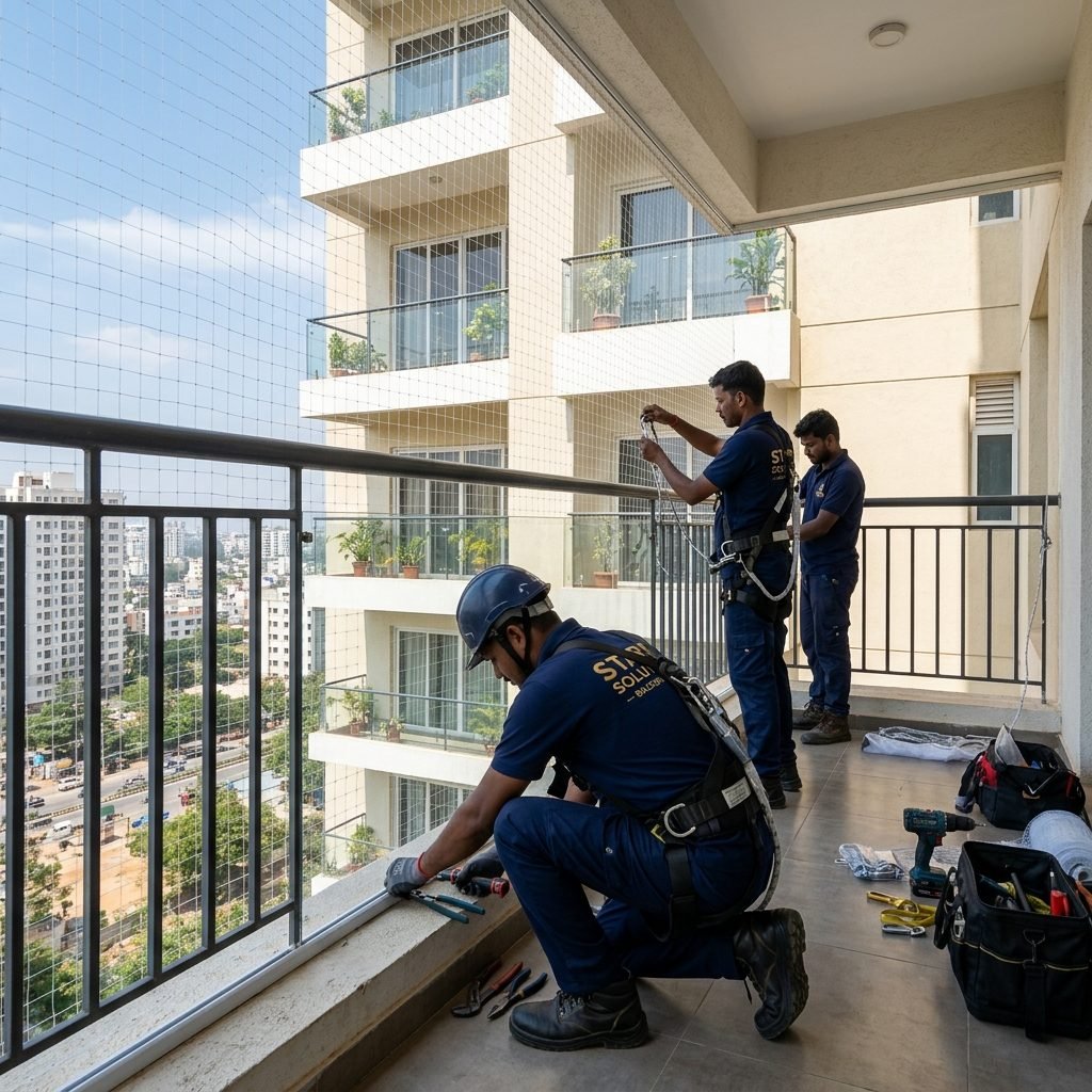 Premium balcony safety net installation Hyderabad